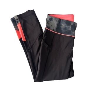 LULULEMON Women's Black with Orange Pace Rival Mid-Rise Crop 22” Pant - Size 4